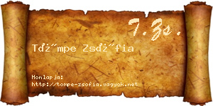 Tömpe Zsófia névjegykártya